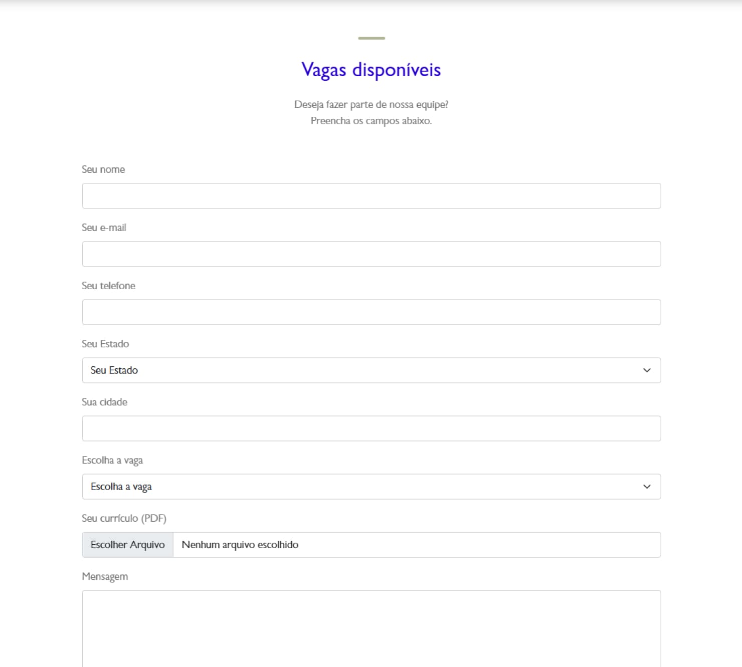 Site da Unavanti Antes do Redesign
