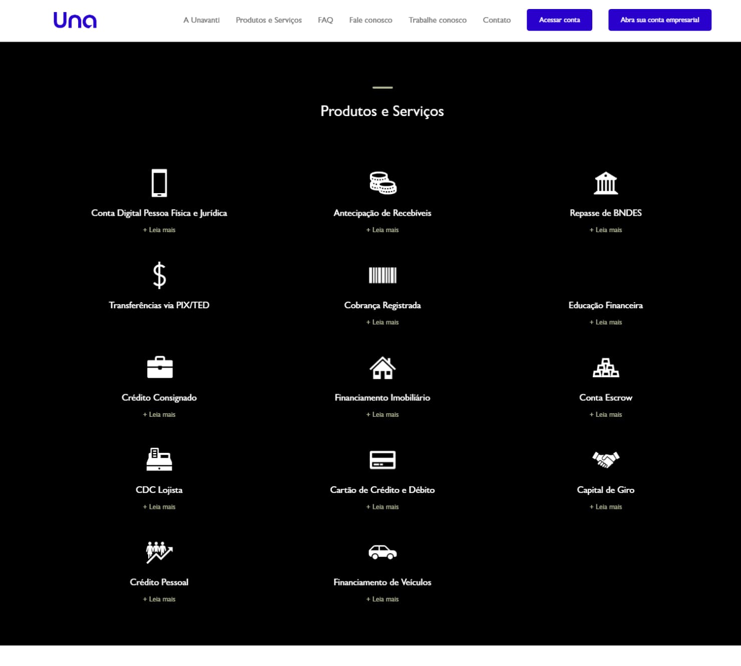Site da Unavanti Antes do Redesign