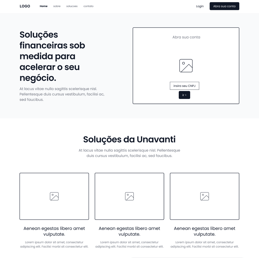 Wireframe da Unavanti